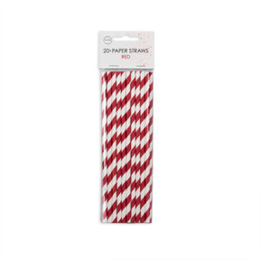 Papieren rietjes rood, wit, 20 stuks