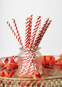 Papieren rietjes rood, wit, 20 stuks