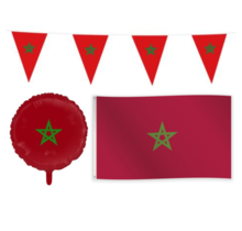 Marokko feestpakket S – vlaggenlijn, gevelvlag & folieballon
