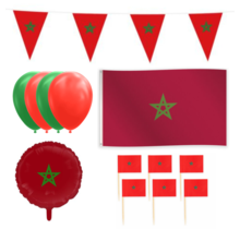 Marokko feestpakket L – vlaggen, ballon, prikkers & ballonnen