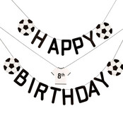 Voetbal letterslinger Happy Birthday aanpasbaar 150x12cm