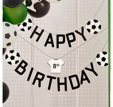 Voetbal letterslinger Happy Birthday aanpasbaar 150x12cm