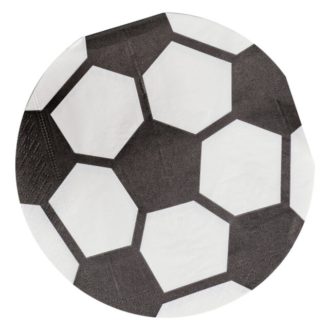 Voetbal servetten papier 16 stuks 14,5cm