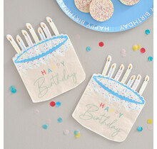 Taartvorm Happy Birthday servetten Mix it Up party collectie 16 stuks