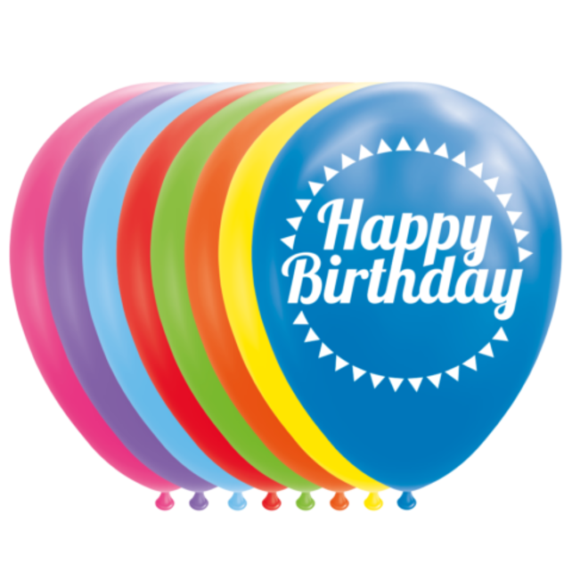 Ballonnen Happy Birthday - 8 stuks - 30cm