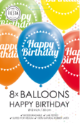Ballonnen Happy Birthday - 8 stuks - 30cm
