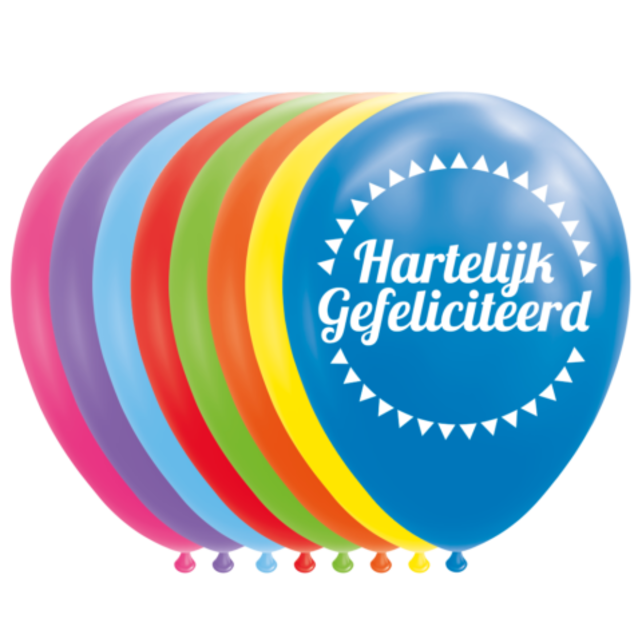 Ballonnen Hartelijk Gefeliciteerd - 8 stuks - 30cm