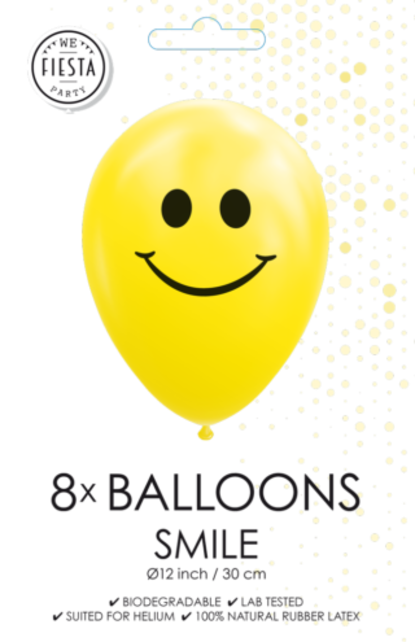 Ballonnen Smiley - 8 stuks - 30cm