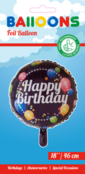 Folieballon Happy Birthday - Zwart - 46cm