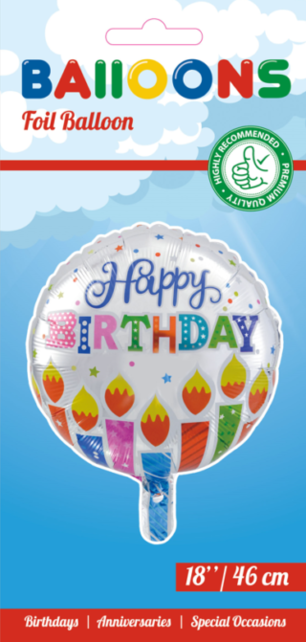 Folieballon Happy Birthday - Kaarsen - 46cm