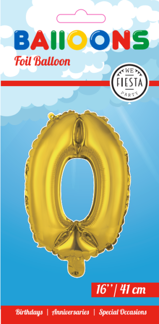 Folieballon 0 jaar - Goud - 41cm Folieballon 0 jaar - Goud - 41cm