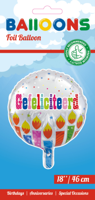 Folieballon Gefeliciteerd - Kaarsen - 46cm