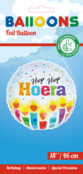 Folieballon Hiep Hiep Hoera - Kaarsen - 46cm