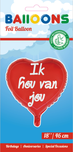 Folieballon Ik Hou Van Jou - Rood - 46cm
