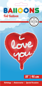Folieballon I Love You - Rood - 46cm