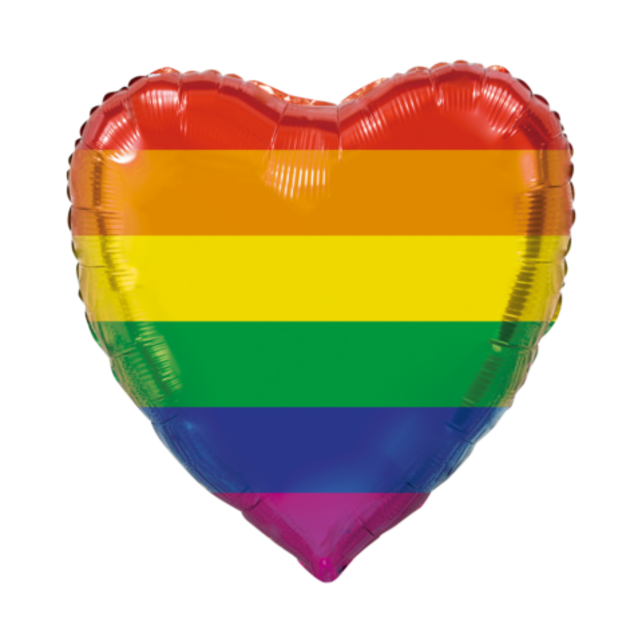 Folieballon Regenboog Vlag - Hartvorm - 92cm