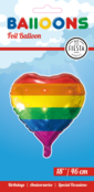Folieballon hart - Regenboog - 46cm