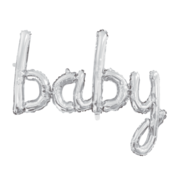 Folieballon BABY - 1 woord - Zilver - 119cm Folieballon BABY - 1 woord - Zilver - 119cm