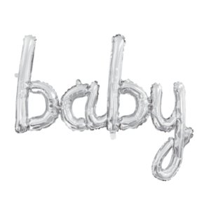 Folieballon BABY - 1 woord - Zilver - 119cm