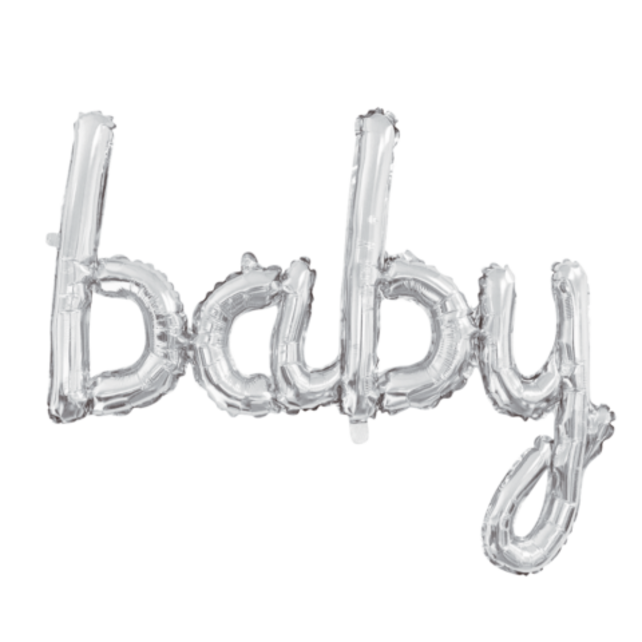 Folieballon BABY - 1 woord - Zilver - 119cm Folieballon BABY - 1 woord - Zilver - 119cm