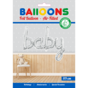 Folieballon BABY - 1 woord - Zilver - 119cm Folieballon BABY - 1 woord - Zilver - 119cm