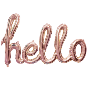 Folieballon HELLO - 1 woord - Rosé Goud - 119cm