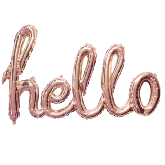 Folieballon HELLO - 1 woord - Rosé Goud - 119cm