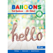 Folieballon HELLO - 1 woord - Rosé Goud - 119cm