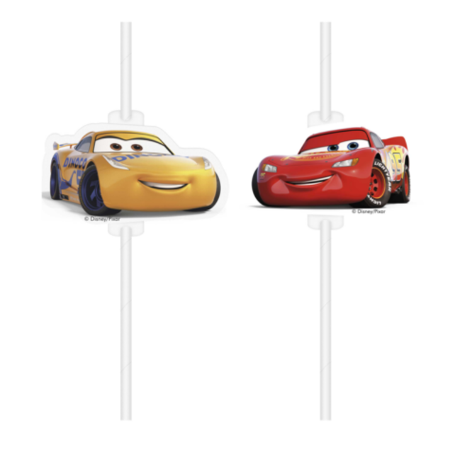Cars 3 - Rietjes met afbeelding - 4 stuks