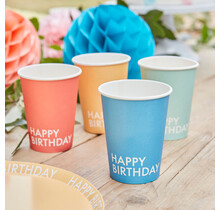 Bekertjes happy birthday eco Mix it Up Brights 8 stuks