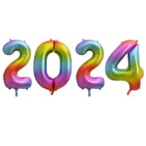 Folieballon 2024 regenboog 41cm | Oud & Nieuw Versiering | Nieuwjaar ballonnen