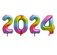 Folieballon 2024 Regenboog 86cm | Oud & Nieuw Versiering | Nieuwjaar ballonnen
