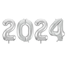 Folieballon 2024 zilver 86cm | Oud & Nieuw Versiering | Nieuwjaar ballonnen