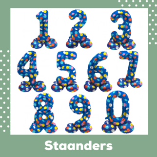 Blauwe staande stippen cijfers