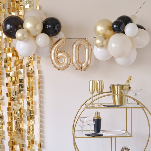 Ballonslinger 60 jaar met ballonnen goud champagne