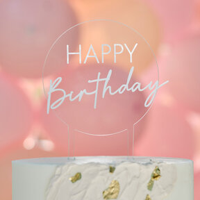 Happy Birthday taartdecoratie champagne kleur 12x18cm