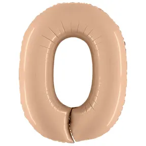 Folieballon Cijfer 0 Satin nude - 102 cm