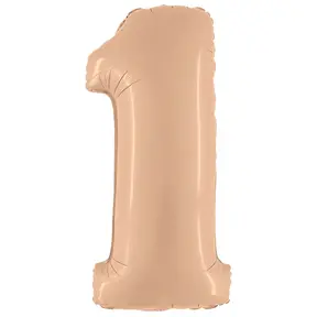Folieballon Cijfer 1 Satin nude - 102 cm