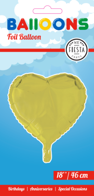 Folieballon hart - Geel - 46cm Folieballon hart - Geel - 46cm