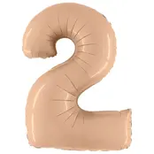 Folieballon Cijfer 2 Satin nude - 102 cm
