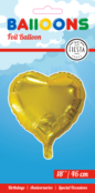 Folieballon hart - Goud - 46cm
