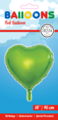 Folieballon hart - Licht groen - 46cm