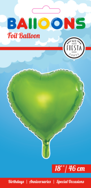 Folieballon hart - Licht groen - 46cm