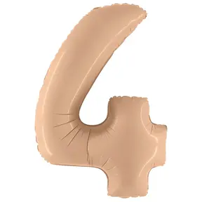 Folieballon Cijfer 4 Satin nude - 102 cm