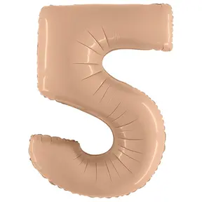 Folieballon Cijfer 5 Satin nude - 102 cm