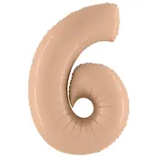 Folieballon Cijfer 6 Satin nude - 102 cm Folieballon Cijfer 6 Satin nude - 102 cm