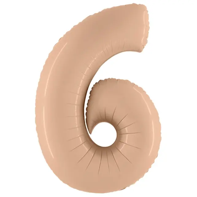 Folieballon Cijfer 6 Satin nude - 102 cm Folieballon Cijfer 6 Satin nude - 102 cm