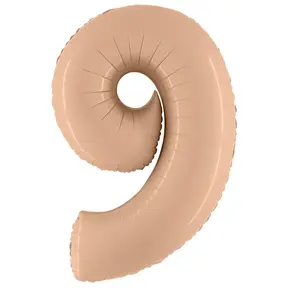 Folieballon Cijfer 9 Satin nude - 102 cm