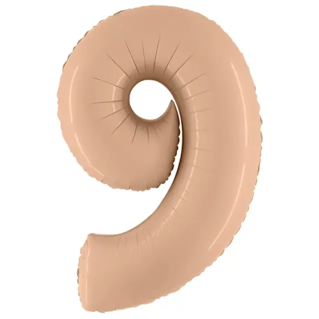 Folieballon Cijfer 9 Satin nude - 102 cm