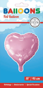 Folieballon hart - Licht roze - 46cm